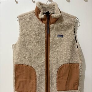 Patagonia Kids' Cream and Brown Fleece Vest